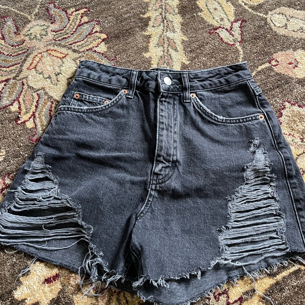 Black ripped Jean shorts